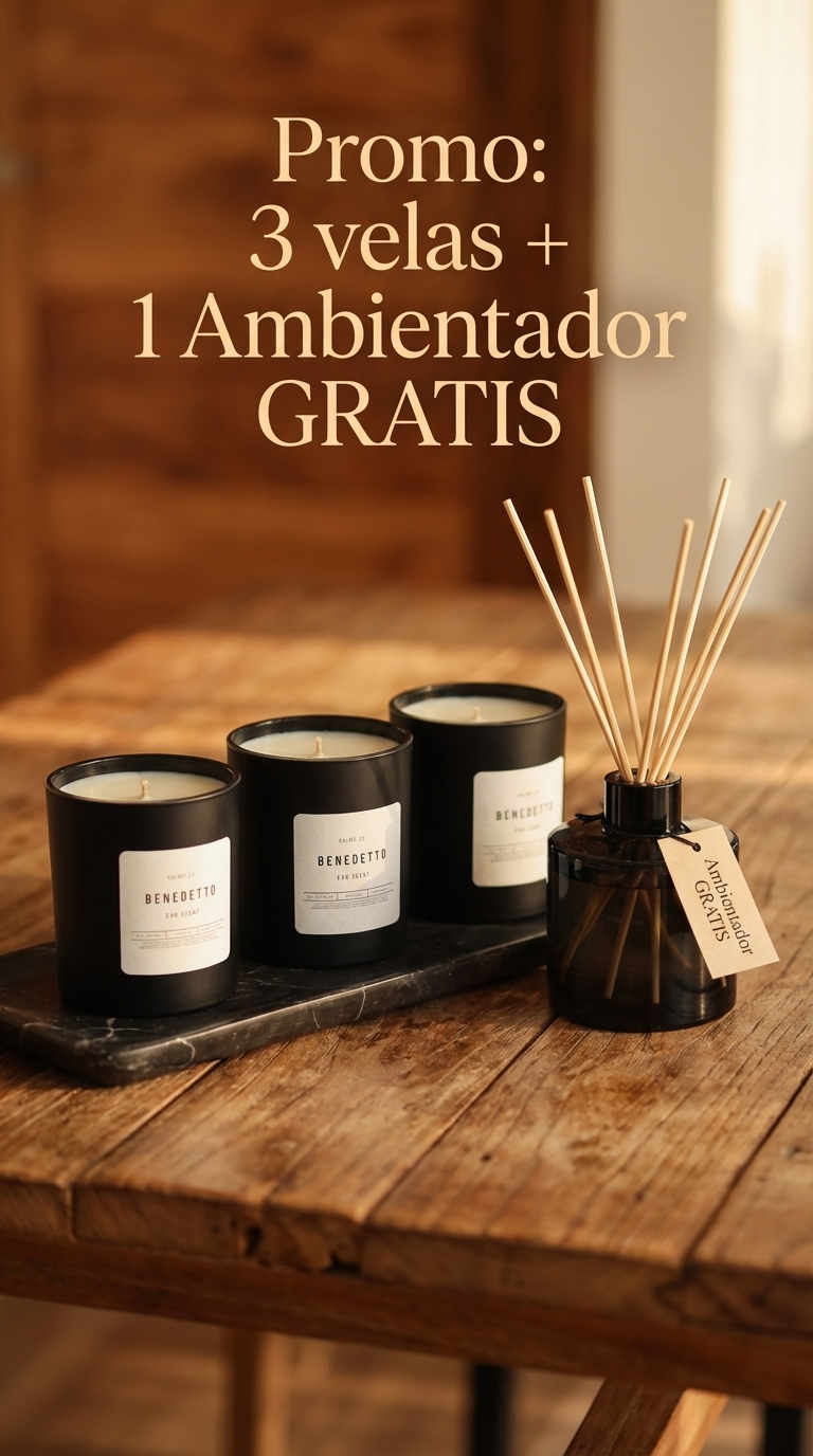 Combo 3 velas 3 ambientadores y 1 ambientador gratis